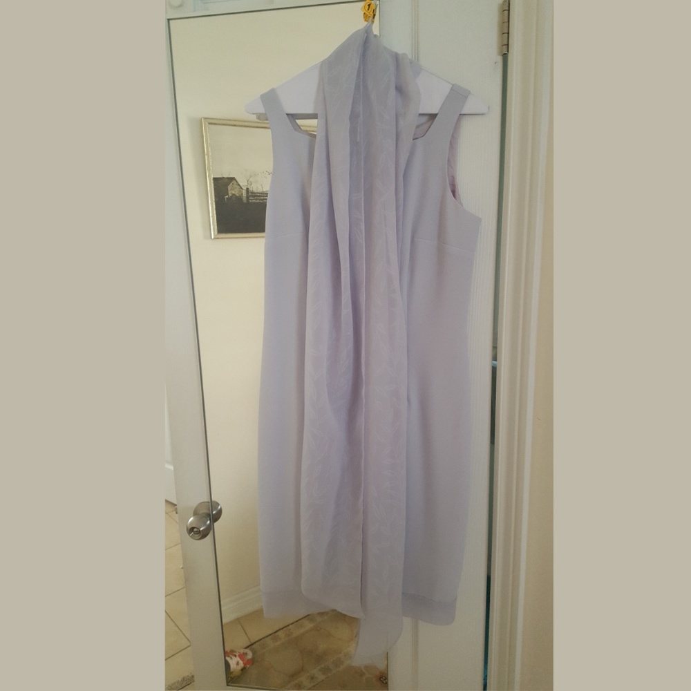 Braemar Polyester Midi Purple Dress with Scarf